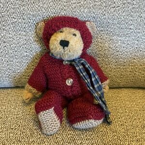Boyds Bears Karla Mulbeary Plush‎ 8" Red Wool Knitted Pajamas 20th Anniversary